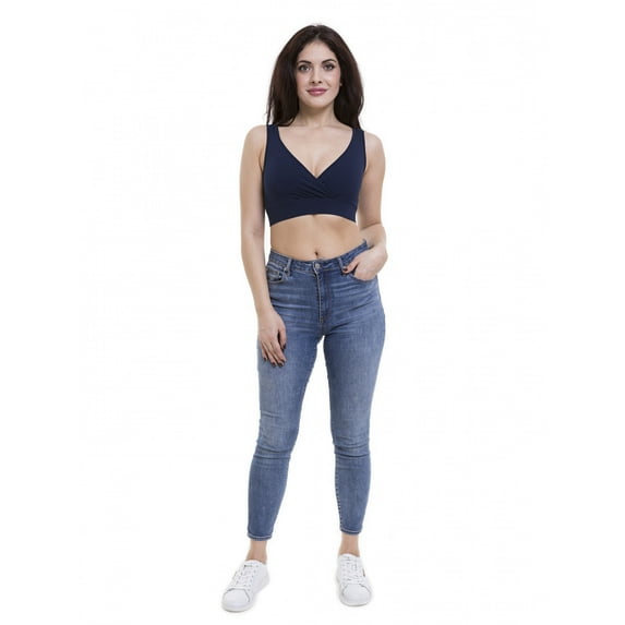 Women's Maternity Bra Slim Crop Top Lounge Wear, M, Dark Navy Blue, by Ambesonne