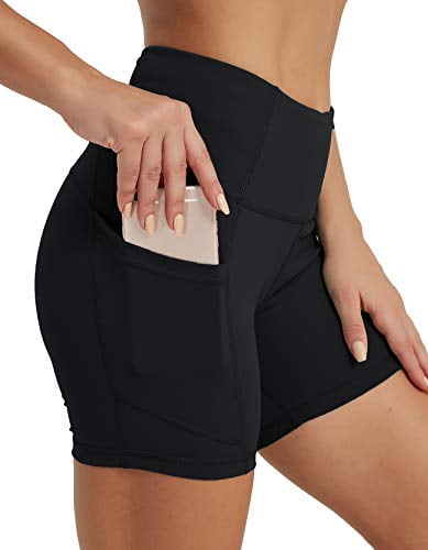 Priessei Women's 8 /5 High Waist Workout Yoga Shorts Running Compression Exercise Shorts with Side Pockets