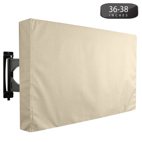 Outdoor TV Cover 36" to 38" Inches Universal Weatherproof Protector - Beige