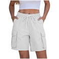 thumbnail image 1 of Fsgntruao Women Solid Color Clothing With Elastic Casual Elastic Pockets Five-Point Four Pockets Pants Overalls, 1 of 6