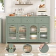 thumbnail image 6 of Homfa 55''Wide Buffet Credenzas, Large Dining Sideboard with 3 Drawers, 4 Glass Doors, Wood Coffee Bar Cabinet, Green, 6 of 8
