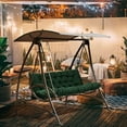 thumbnail image 4 of Porch Swing Cushion 40in, Waterproof Bench Cushion for Outdoor Furniture, 2-3 Seater Replacement Glider Cushion with Ties for Backyard and Garden（Dark Green 40"), 4 of 7