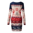 thumbnail image 5 of Vestido sin tirantes de manga larga con cuello redondo y estampado navideño para mujer Fridja  nbo1559, 5 of 5