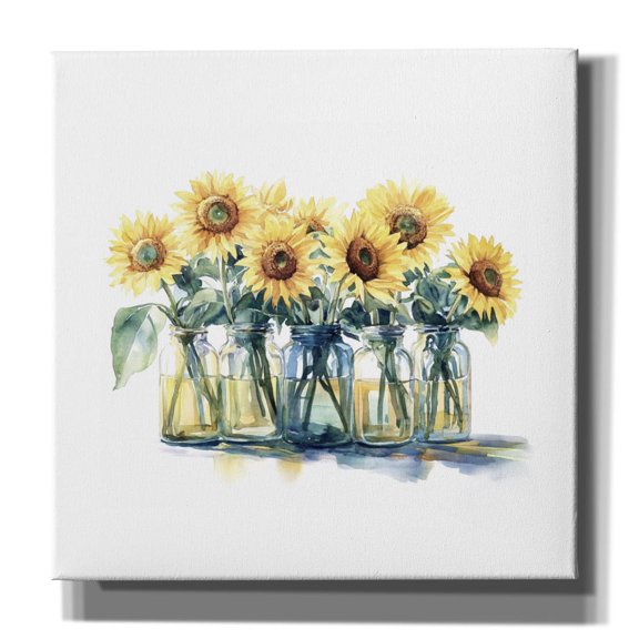 Epic Graffiti 'Sunflowers In A Jar' by Svetlana Aleynikova Canvas Wall Art, 18" x 18"