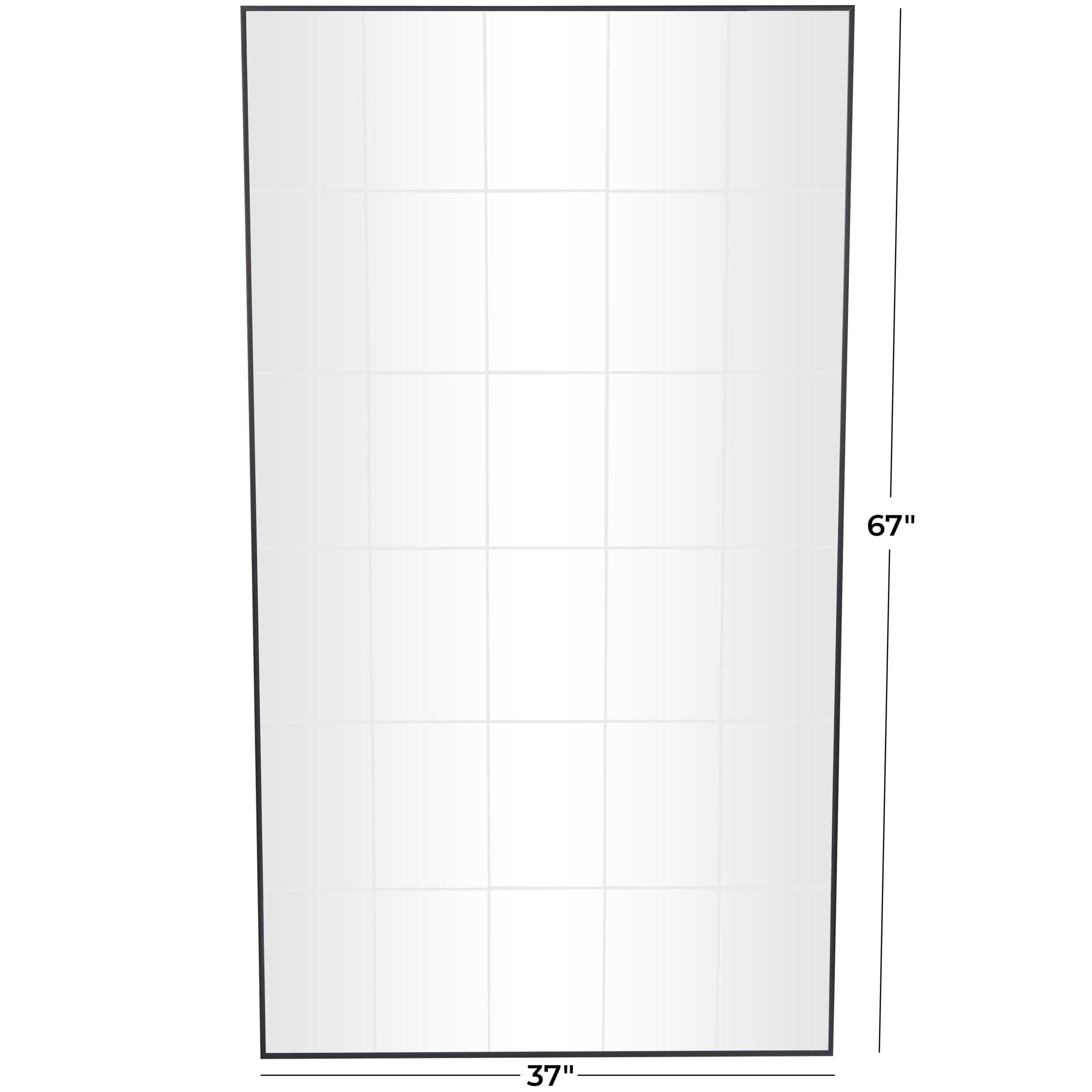 DecMode 37" x 67" Black Grid Style Panel Wall Mirror