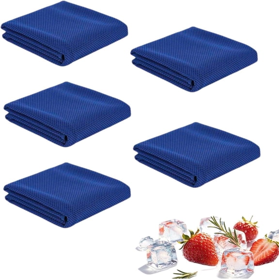 5PCS Cooling Towels for Hot Weather, Ice Cool Microfibre Towel for Neck & Face, Quick Drying Cool Down Towels, Breathable Chilly Sports Sweat Towel, for Yoga, Gym, Golf, Camping, Running, Fitness(RL)