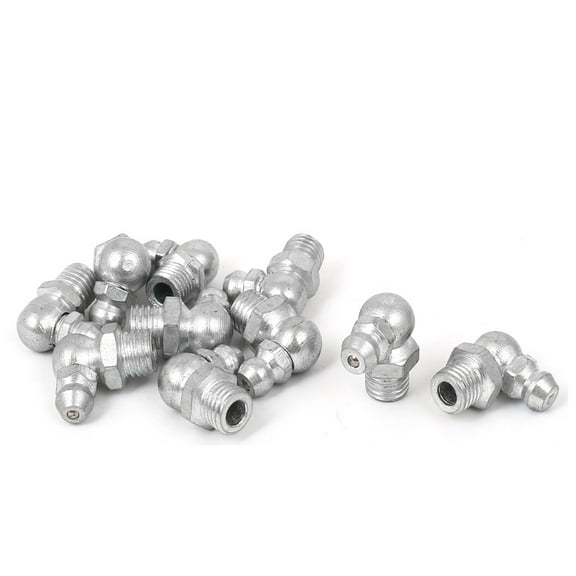Unique Bargains 10pcs 8mm Male Thread 90 Degree Angle Metal Grease Nipple Fitting Silver Tone
