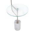 thumbnail image 7 of Symbol Contemporary, Glam Floor Lamp with Clear Glass Side Table, Nickel Metal Accents, White Marble Base, and White, 7 of 7