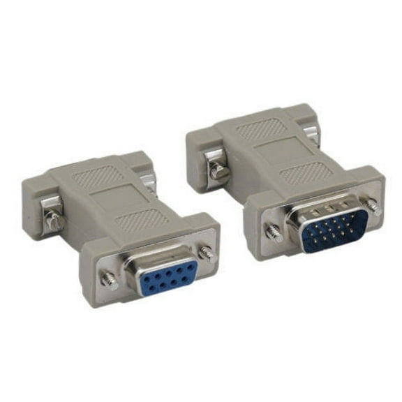 Kentek DB9 9 Pin Female to HD15 HDD15 15 Pin Male, Male to Female M/F Molded CGA / VGA Video Adapter Gender Changer Coupler RS-232