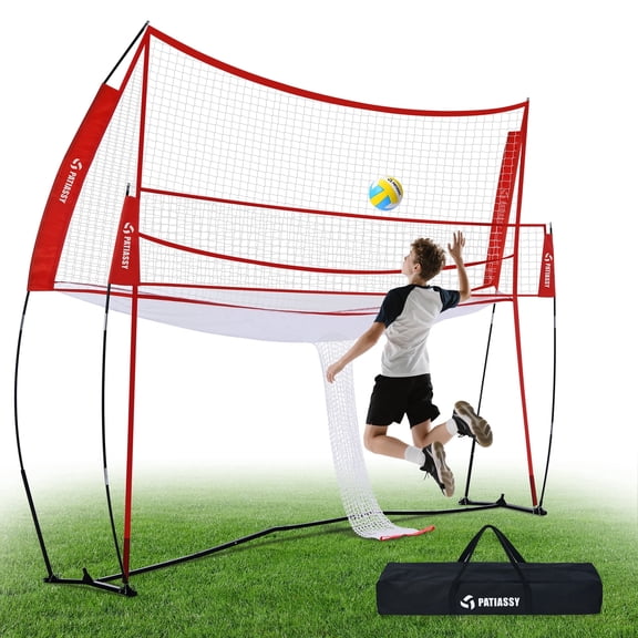 Patiassy Volleyball Training Net System for Spiking Practice, Portable Volleyball Practice Equipment for Solo Training, Backyard & School Use