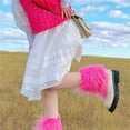 thumbnail image 4 of TRUBKH Fur Leg Warmers Leg Warmers 80s Women Fuzzy Leg Warmers Warm Socks for Women Knee High Stockings for Women Over the Knee Socks Knee High Socks for Women Hot Pink A, 4 of 6