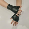 thumbnail image 4 of Fingerless Punk Styles Gloves Cosplay PU Leather For Motorcycle Outdoor Halloween Activity, 4 of 8