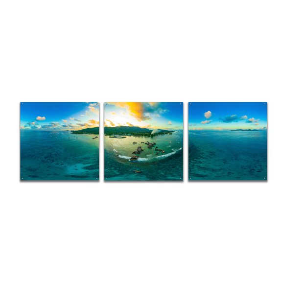 Epic Art 'Seychelles - LaDigue from Rocks' by Epic Portfolio, Acrylic Glass Wall Art, 3 Piece Set, 108" x 36"