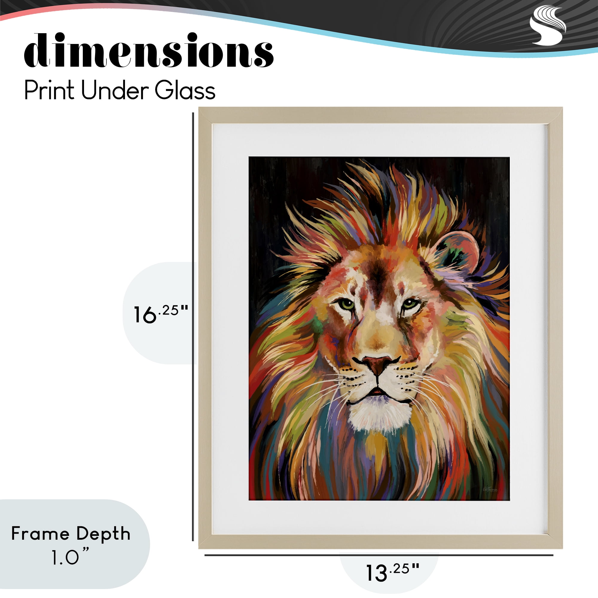 Stupell Industries Vibrant Majestic Rainbow Lion Birch Framed Print Under Glass, design by Cat Thurman Designs