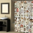 thumbnail image 2 of Fabric Shower Curtain, Retro Mushroom Spring Summer Plant Leaves Shower Curtains with 12 Hooks Waterproof Machine Washable Bath Curtains for Bathroom,72 x 96in, 2 of 6