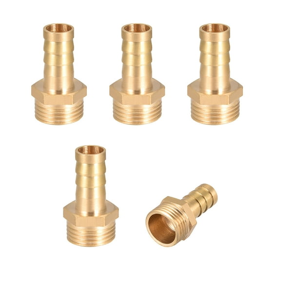 Brass Barb Hose Fitting Connector Adapter 10mm Barbed x3/8"G Male Pipe 5Pcs
