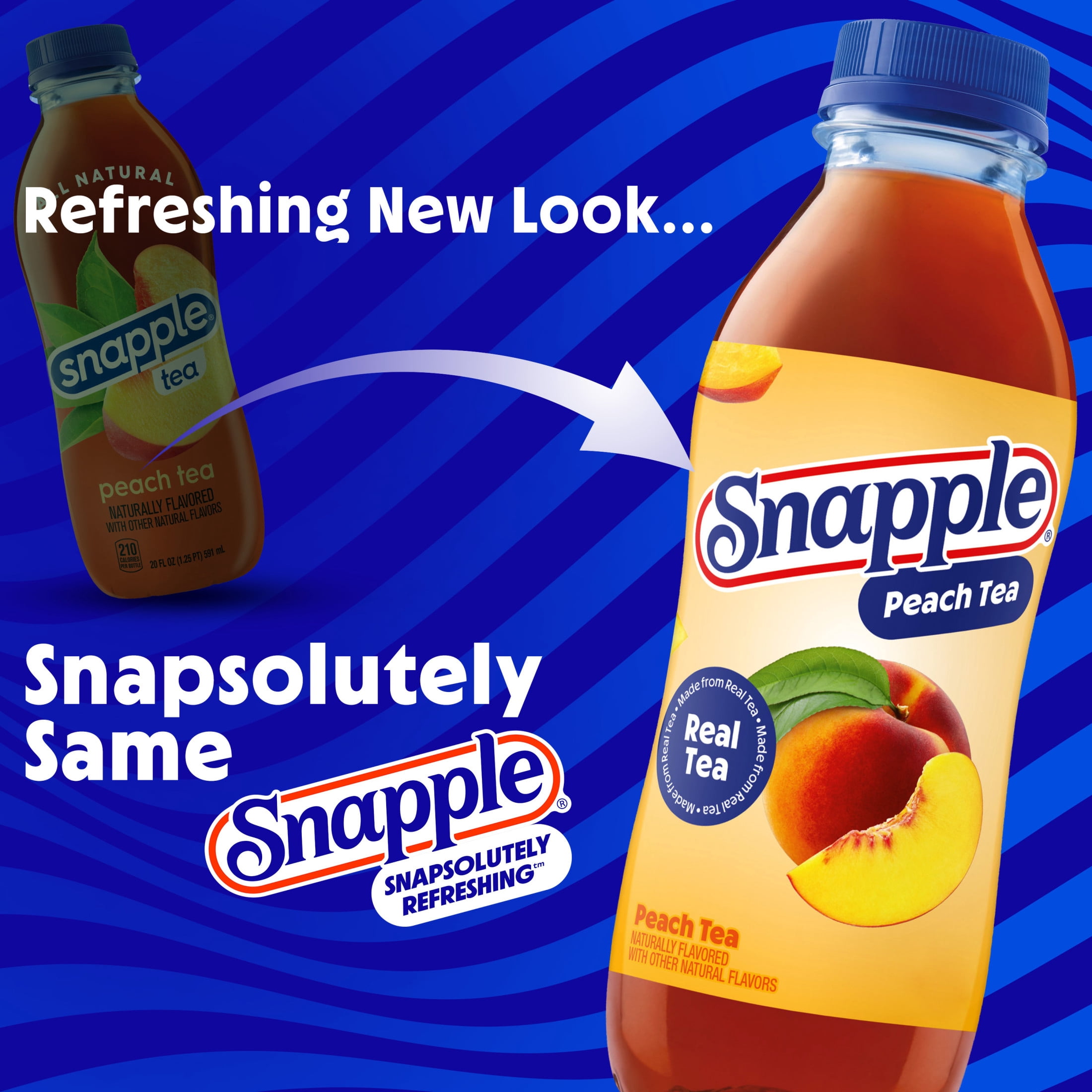Snapple Natural Peach, Bottled Tea Drink, 16 fl oz, 6 Bottles