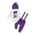 thumbnail image 2 of Aojekbee Baby Boy Outfit, Long Sleeve Letters Printed Romper with Overall Pants and Hat Infant Outfit, 2 of 10