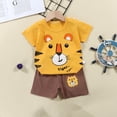 thumbnail image 3 of WOYY Toddler Boys Summer Clothes Set Cartoon Print Cotton Short Sleeve T Shirt Shorts Outfits, Sizes 3-4T, 3 of 3