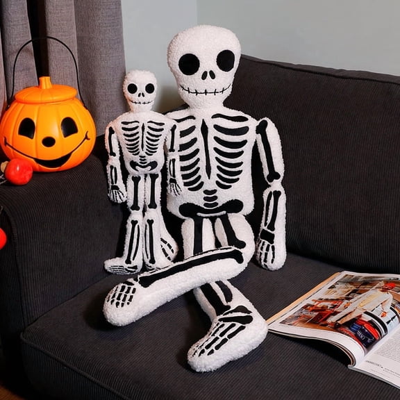 40cm 80cm Skeleton Plush Toy Soft Stuffed Skull Bone Structure Halloween Decor Gift