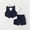 Blue, variant on Swuxness Boys Summer Outfits 2 Piece Sets, Boys Short Sleeved Top and Short Set, Kids Fashion Solid Color Turn Down Collar Shirt Casual Suit Wine, 3-4 Years