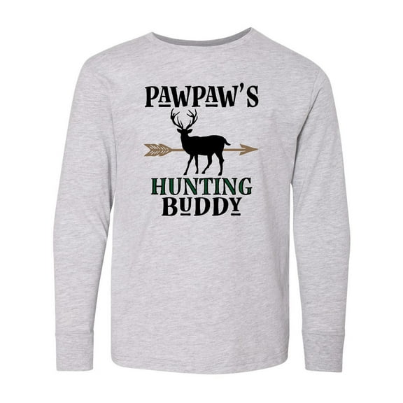 Inktastic Pawpaw Hunting Buddy Bow Hunter Long Sleeve Youth T-Shirt