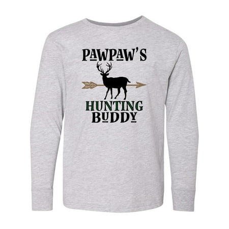 Inktastic Pawpaw Hunting Buddy Bow Hunter Long Sleeve Youth T-Shirt