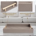 thumbnail image 4 of MODE HOME 2 Piece Woven Leather Ottoman Tray with Gold Handles, Perfect Rectangular Serving Tray for Living Room, Coffee Table Tray as Thoughtful Gift for Home Decor Enthusiasts (Coffee Brown), 4 of 7