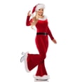 thumbnail image 4 of Diconna Costumes de Noël pour Femmes Mignons Combinaison à Manches Longues Évasée et Ensemble Chapeau du Père Noël pour Cosplay Tenues de Fête de Jeu de Rôle, 4 of 5
