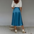 thumbnail image 5 of Nmnitkp Skirts for Women High Waist Satin A-Line Midi Skirt, Elegant Solid Silk-Like Flowy Skirt with Pockets, for Work, Wedding Guest & Daily WearBlue,S, 5 of 9