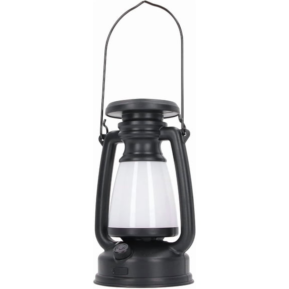 Solar Camping Lantern, Rechargeable Outdoor Lights with USB-C & Solar Charging, 3 Light Modes, Dimmable, Water-Resistant, Hanging Hook for Camping, Garden, Emergency