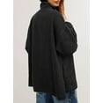 thumbnail image 4 of Jean Jacket for Women Distressed Long Sleeve Oversized Denim Trucker Jackets Coat Black L, 4 of 9