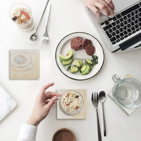 

ZHANZZK Retro Rustic Old Wood Board Set of 4 Coaster for Drinks Absorbent Ceramic Stone Coasters Cup Mat with Cork Base for Home Kitchen Room Coffee Table Bar Decor