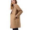 thumbnail image 3 of INSPIRE CHIC Women's Double Breasted Lapel Raglan Long Sleeve Mid Length Overcoat, 3 of 6