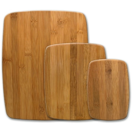 

Farberware 3-Piece Kitchen Cutting Board Set Reversible Chopping Boards for Meal Prep and Serving Charcuterie Board Set Wood Cutting Boards Assorted Sizes Bamboo
