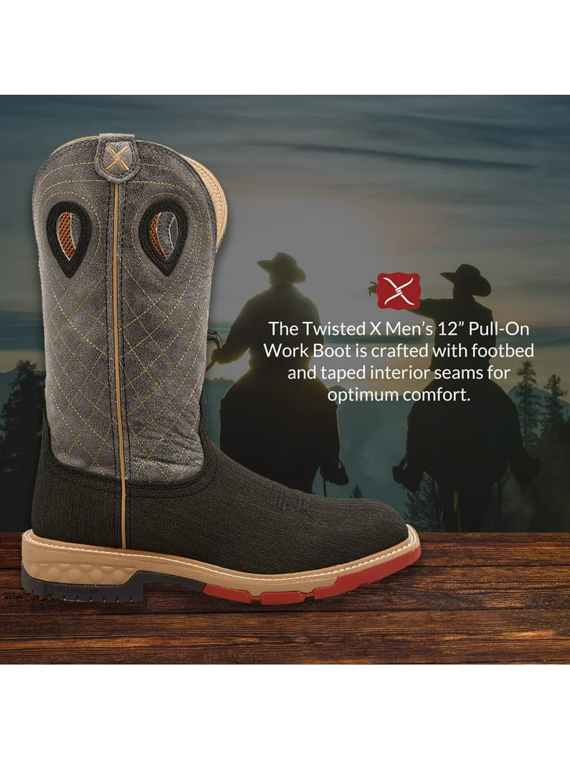 Twisted X Menâ€™s 12â€ Pull-On Work Boot - Cowboy Boots Crafted