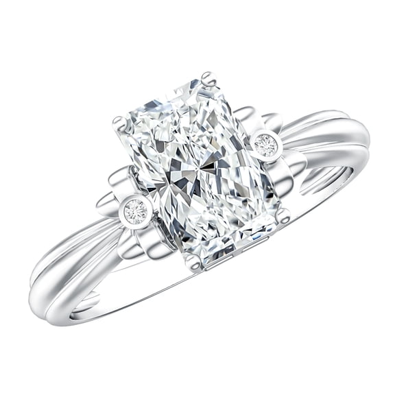 Rosec Jewels IGI Certified Radiant Cut Lab Grown Diamond 2 Ct Engagement Ring with Bow (E-VS1 Grade), 925 Sterling Silver, US 4.00