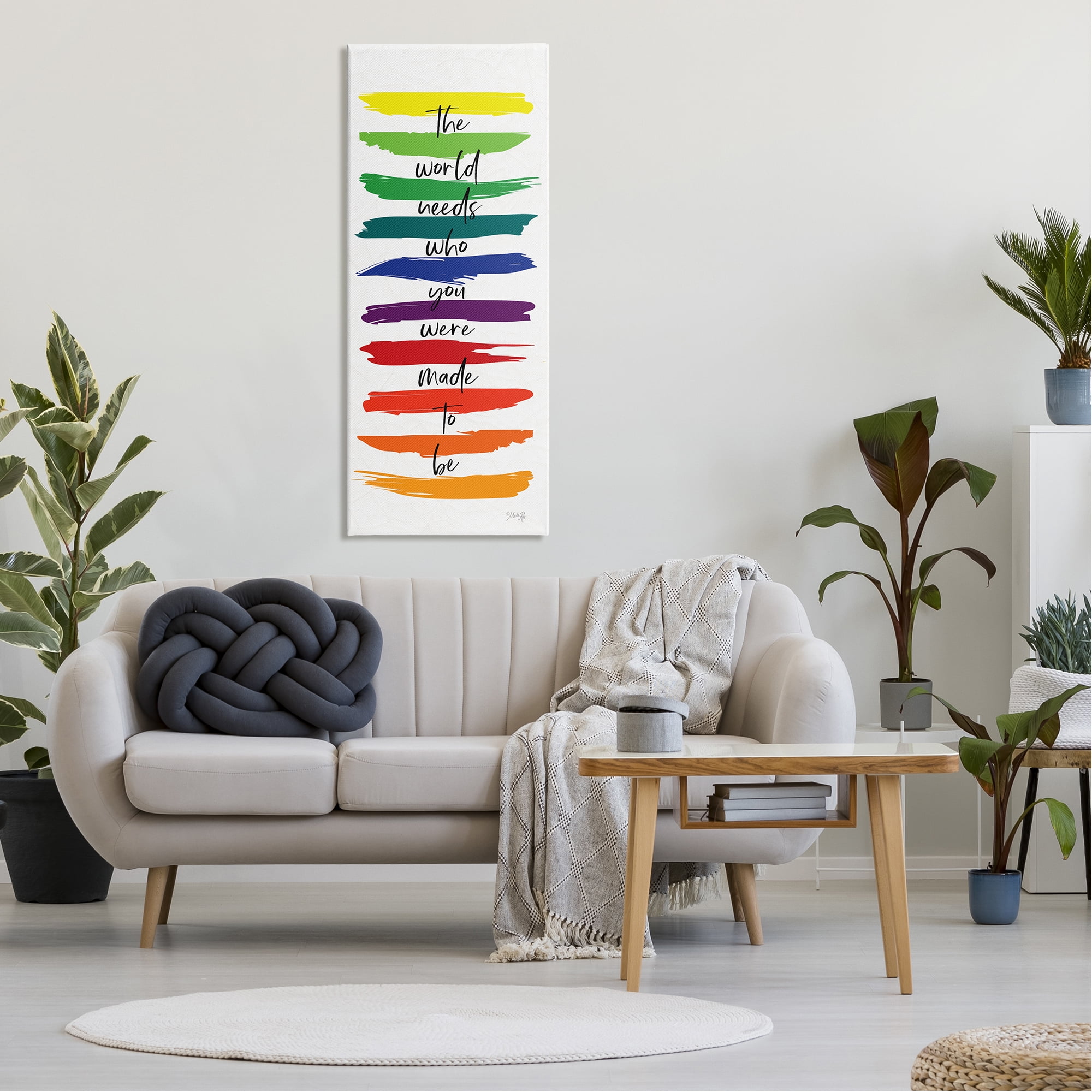 Stupell Industries Encouraging Bold Rainbow Quote Paint Brush Strokes Graphic Art Gallery Wrapped Canvas Print Wall Art, Design by Marla Rae