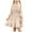 #0056-Beige, variant on Big Girls Long Sleeve Flare Sleeve Square Neck Dress Ruffle Trim Swing Hem Solid Color Casual Dress for 4 to 13 Years Old Kids Spring Summer Outings