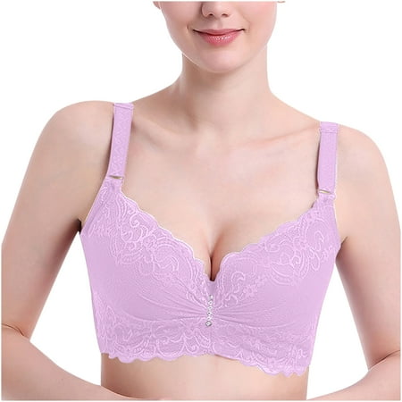 

Dadaria Sleep Bras for Women Woman Fashion Plue Size Underwire Lace Comfortable Push Up Hollow Out Bra Underwear Pink L Women