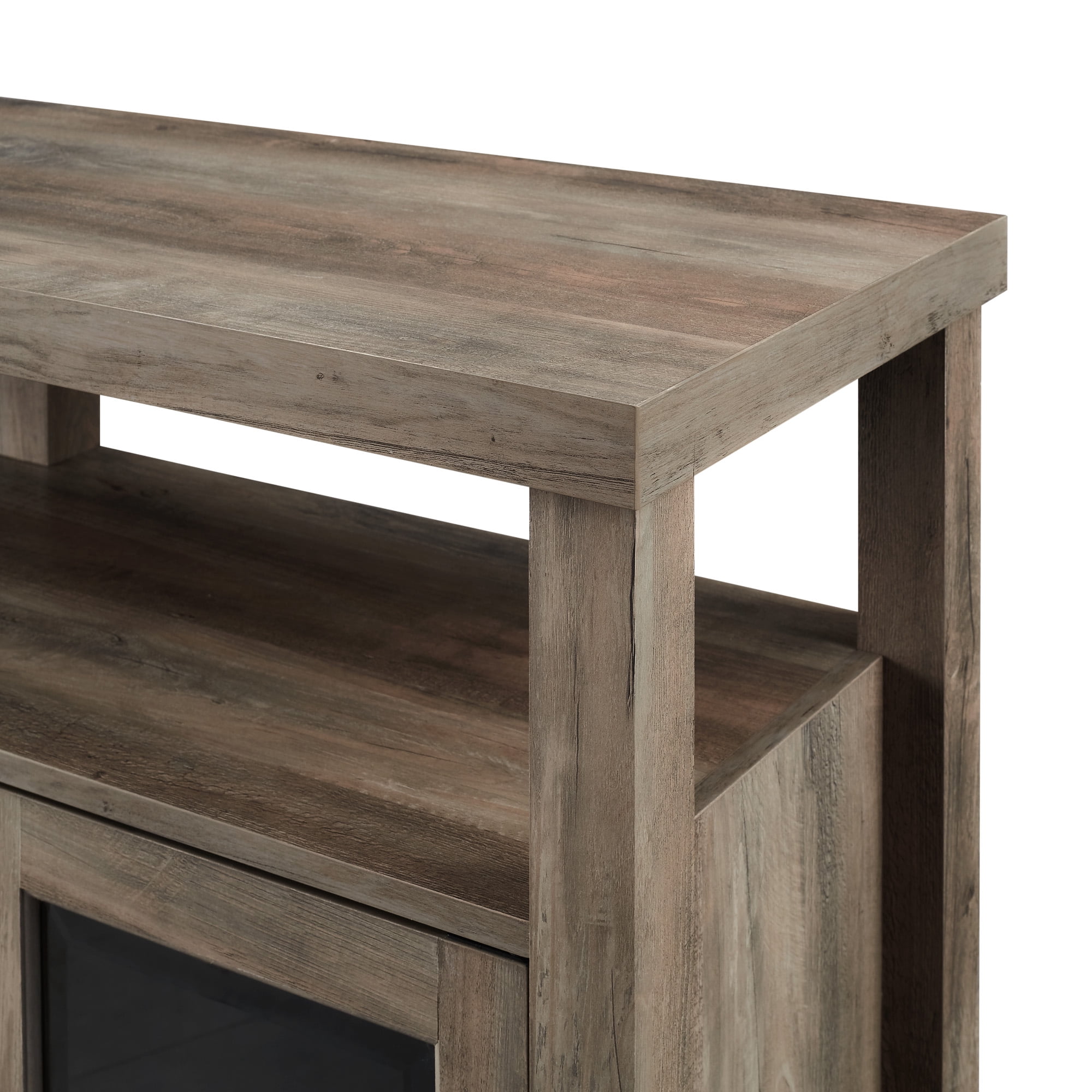 Walker Edison Rustic Glass Door Tall Buffet TV Stand for TVs up to 58", Grey Wash