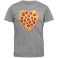 thumbnail image 1 of Pepperoni Pizza Heart Grey Adult T-Shirt, 1 of 1