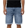 thumbnail image 3 of Migroa Mens Baggy Jeans Shorts Relaxed Fit Jorts Wide Leg Streetwear Stretch Loose Fit Denim Shorts Below Knee with Hammer Loop Blue S, 3 of 6