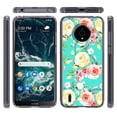 thumbnail image 3 of Case and Pouch Bundle for Nokia C200: Slim Series TPU Protector Case (White Pink Flowers on Teal) and Rugged Denim Nylon Belt Holster (Tan Brown), 3 of 9