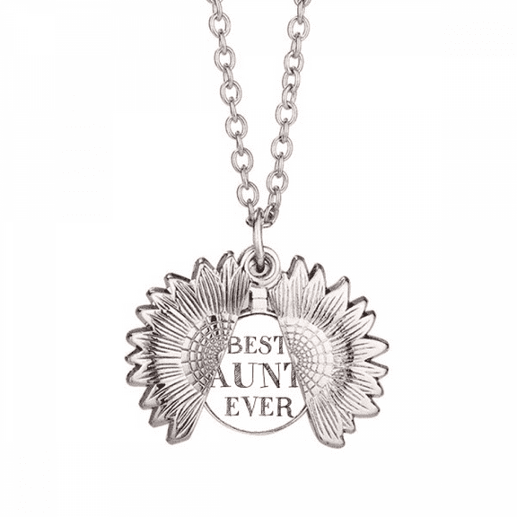 best aunt ever quote relatives sunflower necklace pendant locket jewelry
