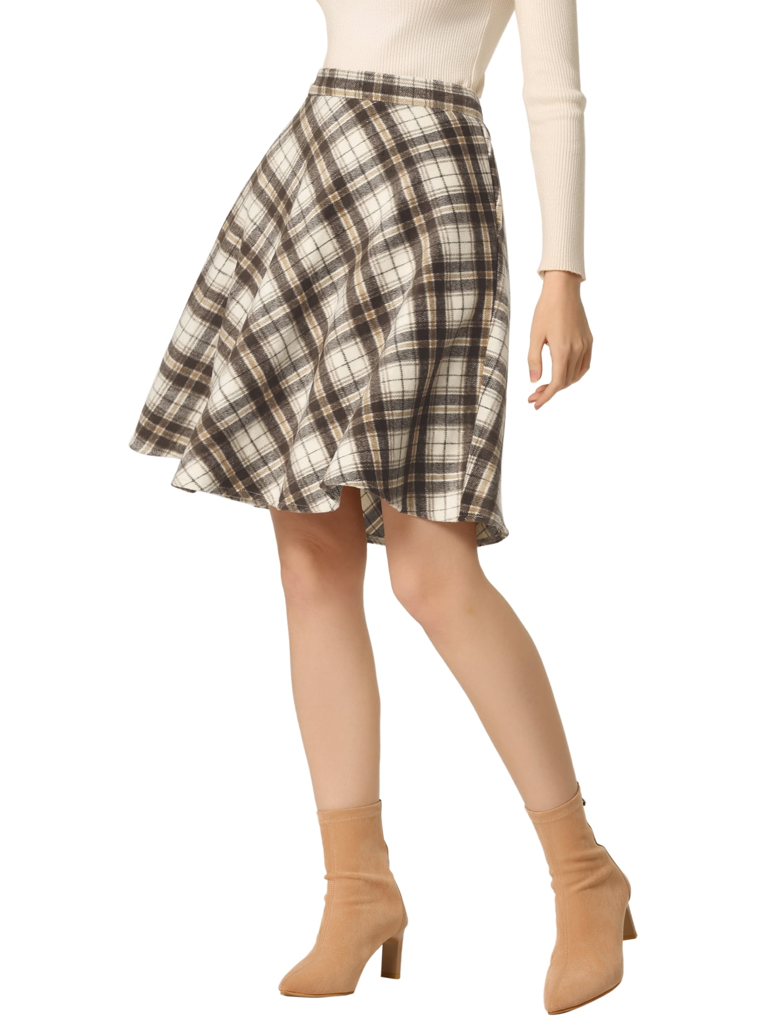 Unique Bargains Women's Halloween Costume Elastic Waist Knee Length Vintage Skirt L Khaki