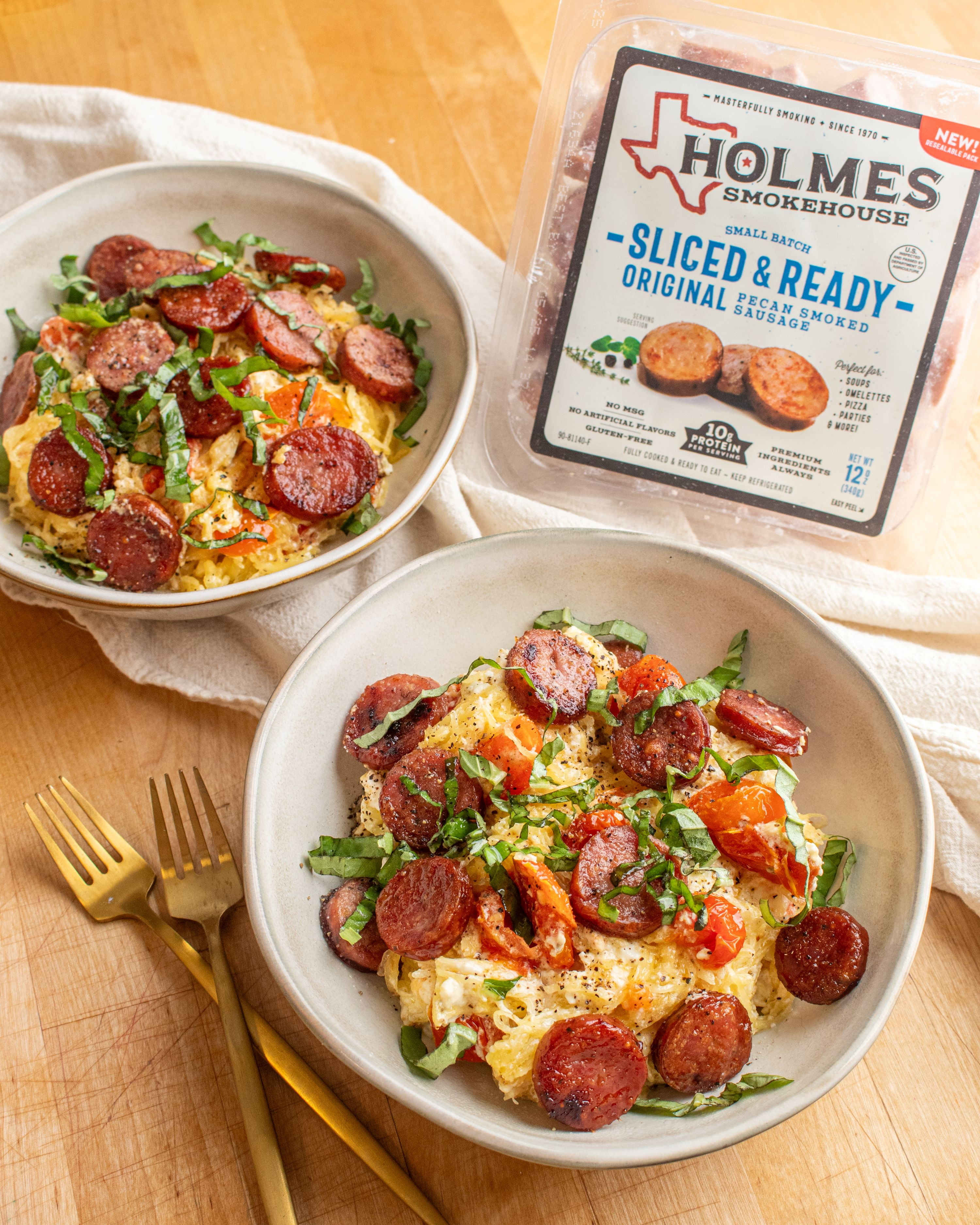 Holmes Smokehouse Smoked Sliced Pork Sausage, 12oz, Fully Cooked, Gluten-Free, Refrigerated, Vacuum Sealed