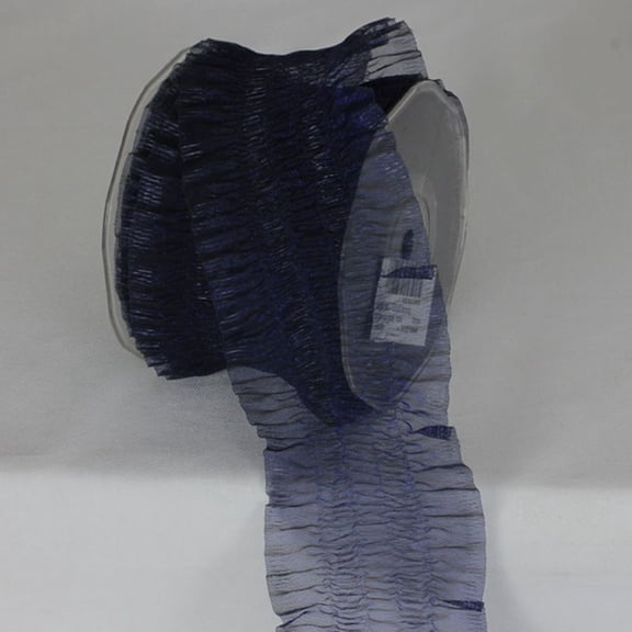 The Ribbon People Navy Blue Solid Gathered Woven Edge Ribbon 2.5" x 16 Yards