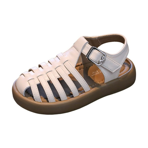 IUJSOY Sandals for Girls Closed Toe Gladiator Summer Dress Shoes Little Kid Caged Roman Flats