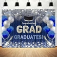 thumbnail image 5 of Silver Blue Graduation Backdrop, Sparkling Balloon Fireworks Bachelor Cap Class of 2025 Congrats Grad Photography Background, Congrats Grad Prom Party Decor Sign Supply Photo Studio Props 8x6ft, 5 of 5